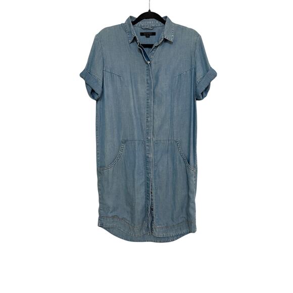 ALLSAINTS Women's Calla Bay Chambray Calla Bay Linen Blend Shirt Dress Beach 4 - Picture 14 of 16